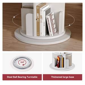 Libreria Angolare a 5 Ripiani con Espositore Rotante a 360°, Scaffale Stretto in Legno per Camera da Letto e Soggiorno - Product Image 3