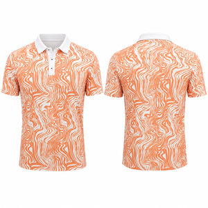 Polo pour homme Dry Fit, design personnalisé, extensible dans les quatre sens, impression intégrale par sublimation, polo de golf orange, fabricant - Product Image 3