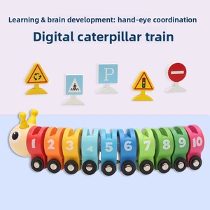 Giocattolo Educativo in Legno per Bambini: Treno a Forma di Bruco con Segnaletica Stradale e Parcheggio per l'Apprendimento dei Colori e della Classificazione - Product Image 4