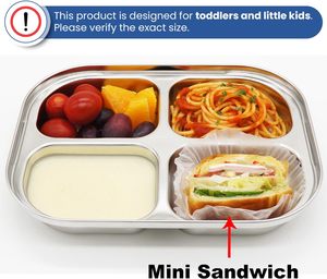 Stainless Steel Cartoon Baby Plate <b>Lunch</b> <b>Box</b> 3 <b>Compartments</b> Leak-Proof Eco-Friendly Modern Microwavable Kitchenware for Food - Product Image 2