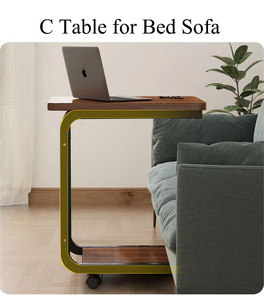 Bán Buôn Giá Rẻ Hiện Đại Đồ Nội Thất Phòng Khách Trắng C Hình Cuối Bảng Với Túi Lưu Trữ Và Bánh Xe - Product Image 6