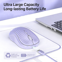 Ratón Inalámbrico Bluetooth para Portátil, Diseño Ergonómico, Silencioso, con Receptor USB-A Bluetooth 5.0 y 2.4G