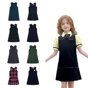 Divisa Scolastica OEM ODM per Ragazze, Grembiule Blu Navy con Doppia Fibbia per Scuole Primarie e Secondarie, Produzione di Uniformi - Product Image 1