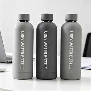 Bouteille isotherme en acier inoxydable de 17 oz avec revêtement en caoutchouc doux au toucher, anti-fuite, isolée sous vide, pour boissons chaudes et froides - Product Image 3
