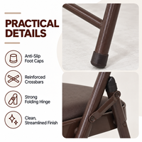 Chaise pliante classique tout en PU marron avec rembourrage, cadre en métal, pliable à plat, pour une assise durable, confortable et polyvalente