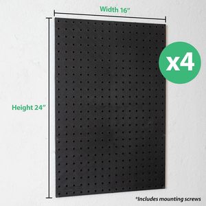 Panneaux suspendus à fixer au mur, écologiques, multifonctionnels, à un seul niveau, non pliables, panneaux perforés pour le rangement d'outils de garage, en plastique noir - Product Image 4