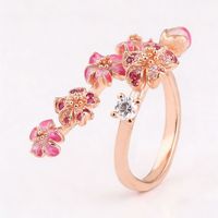 Fabrik-Großhandel Kirschblüten-Paarringe Weiße Blüten-Paarringe Damen Pavé Kupfer Liebesring für Hochzeitstag