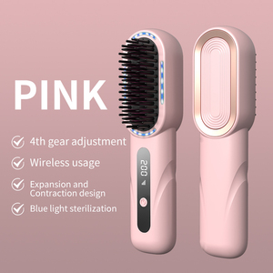 2-in-1 <b>Hot</b> <b>Comb</b> Rechargeable Heating Hair Straight <b>Comb</b> Electric Cordless Hair Style Brush Portable Mini Hair Straightener Brush - Product Image 5