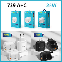 Adaptor Charger USB Type C 2 Port QC3.0 25W PD Berkualitas Tinggi untuk iPhone 14 untuk Pengisian Daya Cepat Ponsel