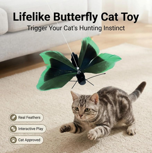 Jouet interactif pour chat avec plume de papillon remplaçable, clochette, baguette de chasse, pour le jeu, l'exercice, le soulagement de l'anxiété et le nettoyage des dents, rechargeable - Product Image 3