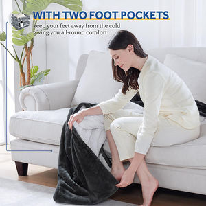 Manta Eléctrica con Bolsillo para los Pies, de Franela y Felpa Sherpa para Cama y Sofá, Manta Eléctrica Cálida para Invierno - Product Image 2