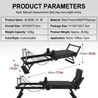 Machine de Pilates Reformer Professionnelle Pliante avec 5 ressorts en acier, lit de yoga pliable pour la maison, la gym, le fitness et l'entraînement de force
