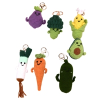 Porte-clés en peluche douce au crochet, motifs amusants de légumes et fruits (Maïs, Avocat, Ananas), poupées en tricot Amigurumi en fil