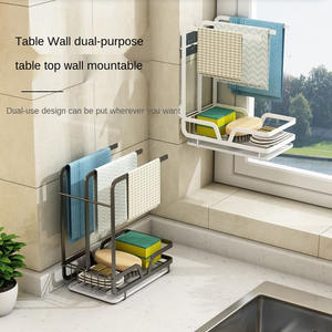 Offre Spéciale haute qualité éponge brosse <span class=keywords><strong>savon</strong></span> porte-torchon mural auto-adhésif cuisine Caddy organisateur évier étendoir - Product Image 4