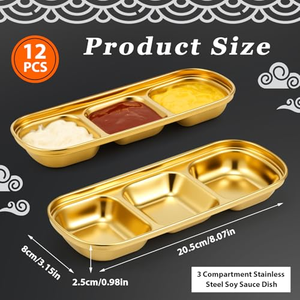Modern Durable 1/2/3 Grids Stainless Steel Rectangle Sauce Dish Eco-Friendly <b>Dipping</b> Bowl Hot Pot Seasoning Plate - Product Image 3