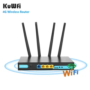 快速交付KuWFi 300Mbps外部天线信号通过墙壁4g无线路由器32用户工业4g路由器户外
