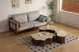 עיצוב ענן מודרני שולחן קפה בסגנון עץ אלון יוקרתי שולחן סלון מעצב שולחן מעוצב בעיצוב מיוחד שולחן קפה - Product Image 2