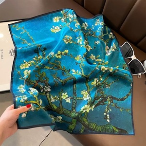 Style rétro haute qualité 100% <span class=keywords><strong>soie</strong></span> de mûrier 53cm petite écharpe peinture à l'huile foulards femmes <span class=keywords><strong>foulard</strong></span> <span class=keywords><strong>en</strong></span> <span class=keywords><strong>soie</strong></span> - Product Image 1