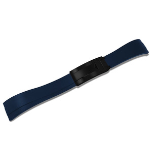 Bracelet de <span class=keywords><strong>montre</strong></span> de luxe respirant en caoutchouc et bois de 20 mm – Compatible Yacht-Master Noir/Vert - Product Image 5