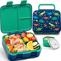 Vente chaude isolé moderne bleu foncé 32OZ 3 compartiments sans BPA PP nourriture pour enfants boîte à lunch avec couverts en plastique et sac à lunch
