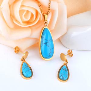 ชุดเครื่องประดับชุบทอง 18K ขายดีอันดับต้นๆ สำหรับผู้หญิง ชุดเครื่องประดับหินสีรุ้งทันสมัยสำหรับงานปาร์ตี้ ต่างหูแบบห้อยไม่หมอง - Product Image 4