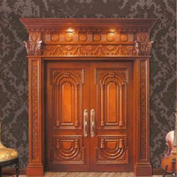 Porte double en bois antique de luxe sculptée en chêne pour porte principale Qualité garantie Portes principales en bois