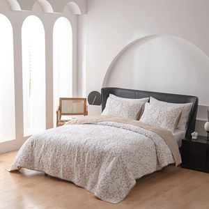 Gran oferta, nuevo diseño, edredón de <span class=keywords><strong>cama</strong></span> suave, <span class=keywords><strong>colcha</strong></span> de microfibra ligera, <span class=keywords><strong>colcha</strong></span> bordada de 3 uds. - Product Image 2
