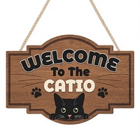 Décoration murale et plaque de porte en bois motif chat noir, design mignon, couleur et taille personnalisables, panneau suspendu pour porche ou porte d'entrée