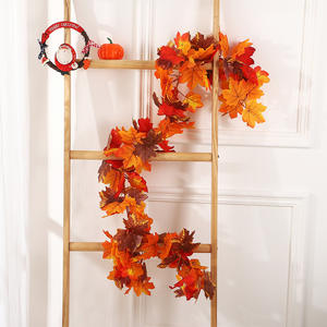 Guirlande artificielle d'érable de 175 cm de haut, feuilles ultra-réalistes, décoration intérieure de Thanksgiving, guirlande ronde, décoration d'automne pour la maison - Product Image 2