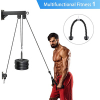 Sistem Perlengkapan Mesin Kabel Katrol DIY yang Dipasang di Dinding untuk Latihan Kekuatan Otot Biceps dan Triceps, Peralatan Olahraga Kebugaran