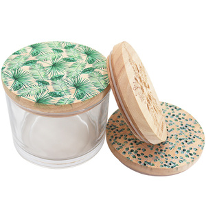 Tapas de madera de bambú para velas, etiquetas coloridas pintadas, esmeriladas, 3 unidades - Product Image 2