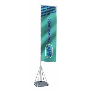 Kustom spanduk bulu raksasa bendera iklan teleskopik dengan tiang berdiri dasar 5m 7m