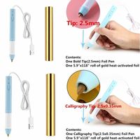 Stylo à feuille chaude USB à pointe de 0,8 mm/1,5 mm sur papier doré pour cartes d'invitation, décoration de vacances et cadeaux
