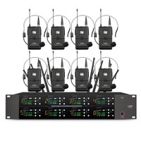 Système de microphone sans fil professionnel 8 canaux UHF avec micros portatifs en métal pour événements religieux