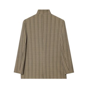 PB&ZA Nouvelle Collection <span class=keywords><strong>Été</strong></span> – <span class=keywords><strong>Veste</strong></span> de Costume <span class=keywords><strong>Femme</strong></span> Style Commuter Français à Col Montant, Manches Longues, Poches à Rabat et Bouton Unique, Motif Carreaux - Product Image 3