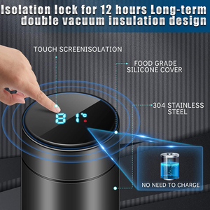 Cá nhân 500ml chân không cách nhiệt trà cà phê cốc nước chai thép không gỉ màn hình cảm ứng nhiệt độ Đo thông minh Mug - Product Image 4