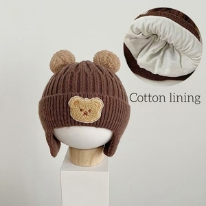 <span class=keywords><strong>Gorro</strong></span> de Punto para Niños con Bordado de Oso Lindo para Otoño e <span class=keywords><strong>Invierno</strong></span>, Cálido a Prueba de Viento y con Protección para los Oídos - Product Image 4