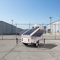 ENERGYFIT C600-9M 9m Mobile Solar CCTV Tower Trailer 3 Panel Monokristalin 4x150Ah Baterai IP65 Tahan Air Input DC24V untuk