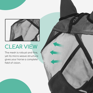 Nobleza Black Horse Care Fly Mask con funzione Anti-zanzara traspirante copre le orecchie - Product Image 2