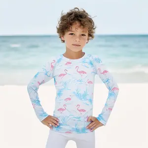 Camiseta de compresión ecológica estampada personalizada para niños y niños, chaleco para surf UV UPF 50 +