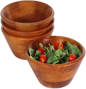 Bol en bois tendance Grand bol à salade ou à vaisselle en bois d'acacia naturel avec serveur pour cuisine, maison ou restaurant - Product Image 1