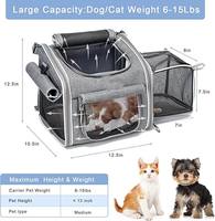 Panier de vélo pour chien en polyester avec fermeture à ceinture, design extensible, 4 portes ouvertes et 4 fenêtres en maille pour petits chiens et chats