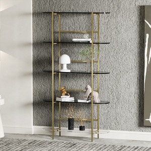Estantería de viento crema multicapa, soporte de exhibición de suelo a suelo para sala de estar, porche, oficina, partición o almacenamiento en estante de CD - Product Image 3
