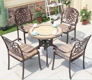 Alüminyum Metal Bistro setleri veranda sandalye seti mobilya Cast antik açık bahçe veranda masası