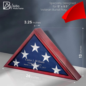 Cá nhân hoá 9.5x5 chân bằng gỗ chôn cất cờ hiển thị trường hợp treo Tường Mỹ Kỳ Cựu cờ trường hợp khung gỗ - Product Image 4