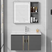 Kabinet Kamar Mandi Aluminium Mewah Tahan Air Perabot Hotel Termasuk Cermin Rias Keran Wastafel Keramik