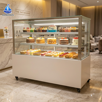 Vitrine réfrigérée commerciale à verre incurvé pour gâteaux, refroidissement par air forcé, éclairage LED, vitrine à pâtisserie pour boulangerie, café, présentation alimentaire