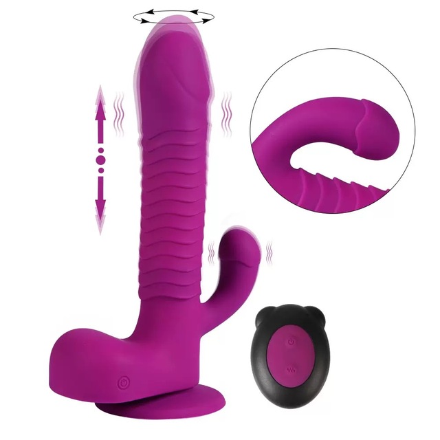 New Products Rechargeable Silicone Thrusting Dildo Vibrating  Wand Massager Vibrator  for Female and Male Vibrator Device