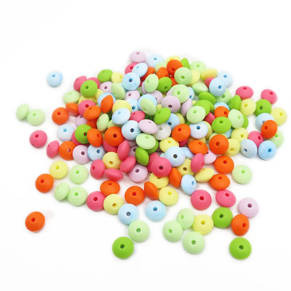 2021 wholesale colorful soft lentil pacifier clip silicone beads