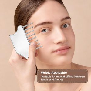 Herramientas Faciales Gua Sha de Acero Inoxidable con Peine Masajeador Portátil para Cuero Cabelludo, Masaje Facial y Corporal, Relajación Muscular, Regalo, Venta al <span class=keywords><strong>por</strong></span> Mayor - Product Image 4